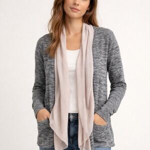 Anthropologie Saturday Sunday Women's Heathered Gray Knit Draped Cardigan XS